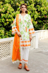 3-PC Unstitched Embroidered Lawn Shirt with Embroidered Voil Dupatta and Trouser CRN4-27