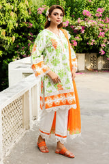 3-PC Unstitched Embroidered Lawn Shirt with Embroidered Voil Dupatta and Trouser CRN4-27