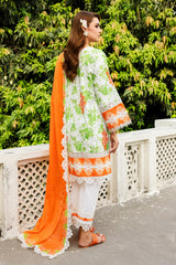 3-PC Unstitched Embroidered Lawn Shirt with Embroidered Voil Dupatta and Trouser CRN4-27