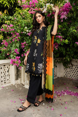 3-PC Unstitched Embroidered Lawn Shirt with Embroidered Voil Dupatta and Trouser CRN4-22