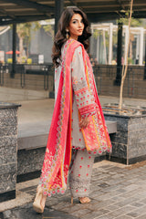 3-PC Embroidered Lawn Shirt with Embroidered Chiffon Dupatta and Trouser DSCC4-01