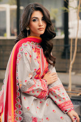 3-PC Embroidered Lawn Shirt with Embroidered Chiffon Dupatta and Trouser DSCC4-01