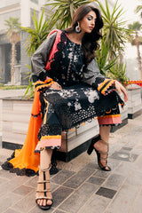 3-PC Embroidered Lawn Shirt with Embroidered Chiffon Dupatta and Trouser AK5-02