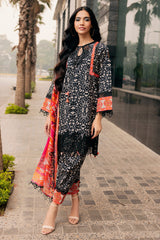 3-PC Embroidered Lawn Shirt with Embroidered Chiffon Dupatta and Trouser BAS5-05