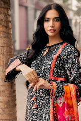 3-PC Embroidered Lawn Shirt with Embroidered Chiffon Dupatta and Trouser BAS5-05