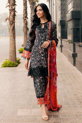 3-PC Embroidered Lawn Shirt with Embroidered Chiffon Dupatta and Trouser BAS5-05