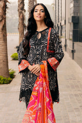 3-PC Embroidered Lawn Shirt with Embroidered Chiffon Dupatta and Trouser BAS5-05
