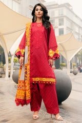 3-PC Embroidered Lawn Shirt with Embroidered Chiffon Dupatta and Trouser CIN5-02