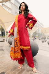 3-PC Embroidered Lawn Shirt with Embroidered Chiffon Dupatta and Trouser CIN5-02