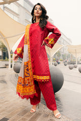 3-PC Embroidered Lawn Shirt with Embroidered Chiffon Dupatta and Trouser DSCC4-04