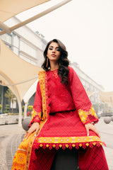 3-PC Embroidered Lawn Shirt with Embroidered Chiffon Dupatta and Trouser CIN5-02