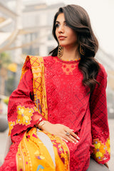 3-PC Embroidered Lawn Shirt with Embroidered Chiffon Dupatta and Trouser CIN5-02