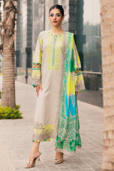 3-PC Embroidered Lawn Shirt with Embroidered Chiffon Dupatta and Trouser DSRB4-02