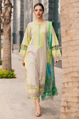 3-PC Embroidered Lawn Shirt with Embroidered Chiffon Dupatta and Trouser DSRB4-02