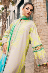 3-PC Embroidered Lawn Shirt with Embroidered Chiffon Dupatta and Trouser DSRB4-02