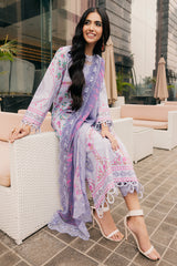 3-PC Embroidered Lawn Shirt with Embroidered Chiffon Dupatta and Trouser DSCC4-07