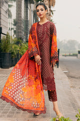 3-PC Embroidered Lawn Shirt with Embroidered Chiffon Dupatta and Trouser DSCC4-06