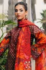 3-PC Embroidered Lawn Shirt with Embroidered Chiffon Dupatta and Trouser DSCC4-06