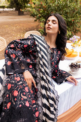 3-PC Unstitched Embroidered Lawn Shirt with Embroidered Lawn Dupatta and Trouser CRN4-02