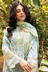 3-PC Unstitched Embroidered Lawn Shirt with Embroidered Lawn Dupatta and Trouser CRN4-05