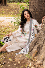 3-PC Unstitched Embroidered Lawn Shirt with Embroidered Lawn Dupatta and Trouser CRN4-06