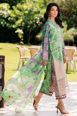 3-PC Unstitched Printed Lawn Shirt with Chiffon Dupatta and Trouser CP4-43