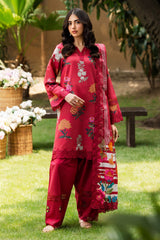 3-PC Unstitched Embroidered Lawn Shirt with Embroidered Voil Dupatta and Trouser CRN4-20