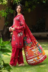 3-PC Unstitched Embroidered Lawn Shirt with Embroidered Voil Dupatta and Trouser CRN4-20