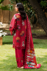 3-PC Unstitched Embroidered Lawn Shirt with Embroidered Voil Dupatta and Trouser CRN4-20