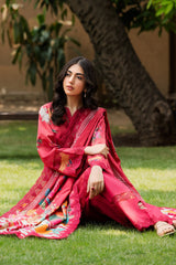 3-PC Unstitched Embroidered Lawn Shirt with Embroidered Voil Dupatta and Trouser CRN4-20