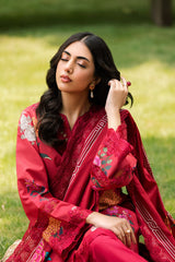 3-PC Unstitched Embroidered Lawn Shirt with Embroidered Voil Dupatta and Trouser CRN4-20