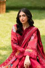 3-PC Unstitched Embroidered Lawn Shirt with Embroidered Voil Dupatta and Trouser CRN4-20