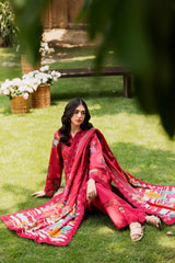 3-PC Unstitched Embroidered Lawn Shirt with Embroidered Voil Dupatta and Trouser CRN4-20