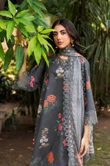 3-PC Embroidered Lawn Shirt with Embroidered Voil Dupatta and Trouser CRN4-19P