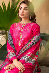 3-PC Unstitched Embroidered Lawn Shirt with Embroidered Voil Dupatta and Trouser CRN4-26