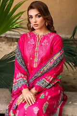 3-PC Unstitched Embroidered Lawn Shirt with Embroidered Voil Dupatta and Trouser CRN4-26