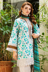 3-PC Unstitched Embroidered Lawn Shirt with Embroidered Voil Dupatta and Trouser CRN4-21