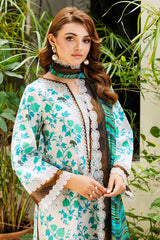 3-PC Embroidered Lawn Shirt with Embroidered Voil Dupatta and Trouser CRN4-21P