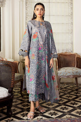 3-PC Unstitched Embroidered Lawn Shirt with Embroidered Chiffon Dupatta and Trouser CRN4-16