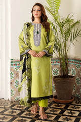 3-PC Unstitched Embroidered Lawn Shirt with Embroidered Chiffon Dupatta and Trouser CRN4-17