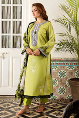 3-PC Unstitched Embroidered Lawn Shirt with Embroidered Chiffon Dupatta and Trouser CRN4-17