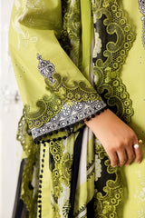 3-PC Unstitched Embroidered Lawn Shirt with Embroidered Chiffon Dupatta and Trouser CRN4-17