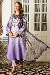 3-PC Printed Lawn Shirt with Embroidered Chiffon Dupatta and Trouser AS4-55