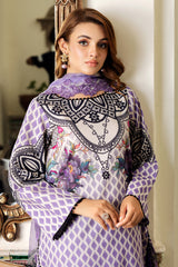 3-PC Printed Lawn Shirt with Embroidered Chiffon Dupatta and Trouser AS4-55