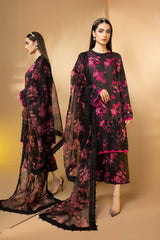 3-Pc Raw Silk Embroidered Shirt With Organza Dupatta and Qlot Trouser STM22-17