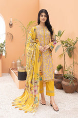 3-Pc Printed Lawn Unstitched With Voil Dupatta CP22-029