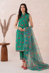 3-PC Unstitched Printed Lawn Shirt with Organza Dupatta and Trouser CPS3-05