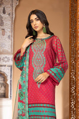 3-Pc Charizma Unstitched Lawn Suit With Embroidered Chiffon Dupatta CC23-19
