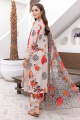 3-Pc Unstitched Printed Embroidered Lawn Suit With Embroidered Chiffon Dupatta CRB23-12