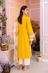 3-Pc Embroidered Lawn Shirt With Straight Trouser and Chiffon Dupatta EDP23-15